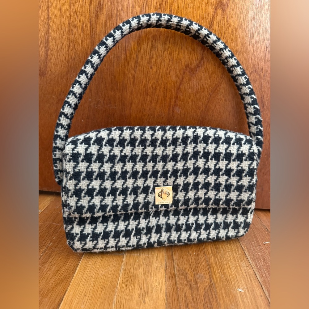 Anine Bing Nico Bag (Houndstooth Tweed Wool-Blend)